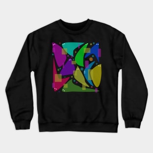 Unique design, black background with vibrant colors and shapes. Quirky and fun! Crewneck Sweatshirt